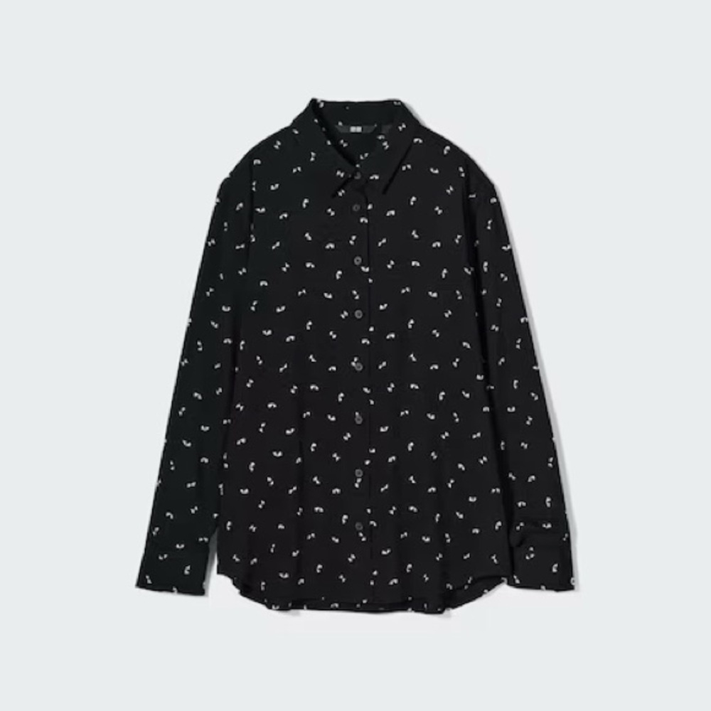 RAYON PRINTED LONG SLEEVE BLOUSE